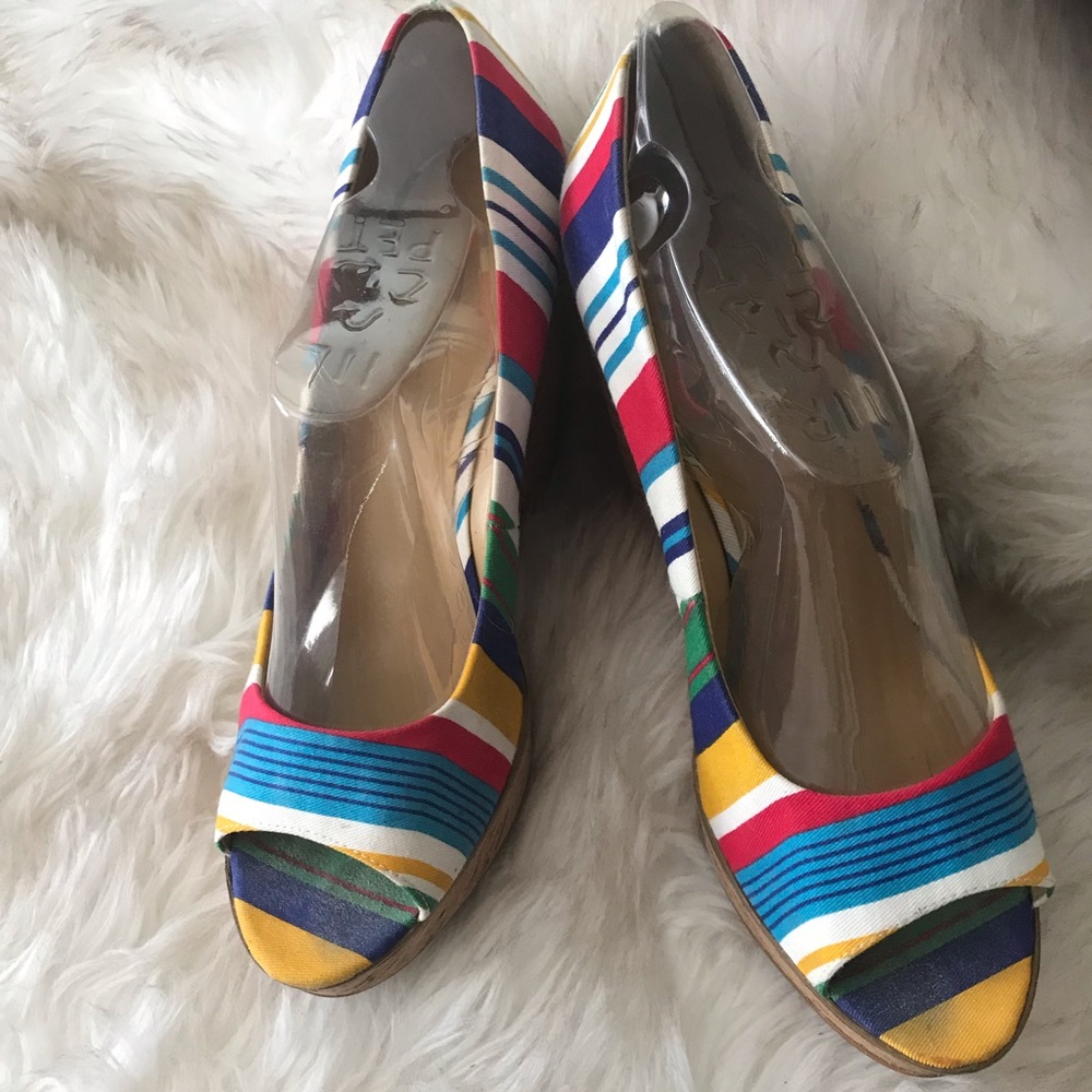 Nine West colorful wedge platforms
